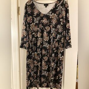 J. Jill Wearever Paisley Dress XS - Knee Length Dark Multicolor - Long Sleeve